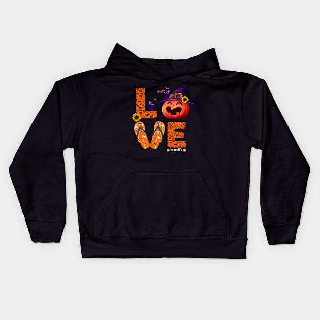 Nanalife Halloween Love Pumpkin Cat Bat - Nana Life Kids Hoodie by anubis1986